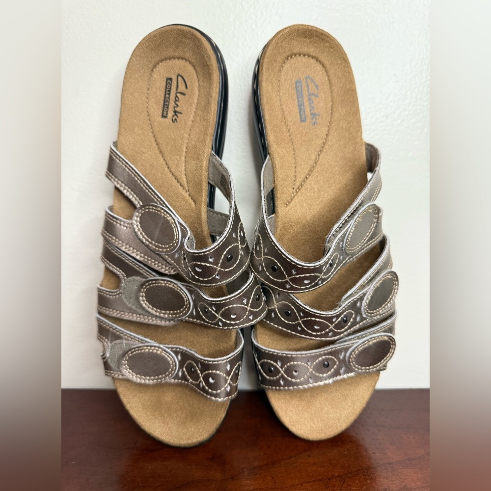 Clarks Women's “Leisa Cacti” NWT Metallic Brown Strappy Sandals Size 9.5W